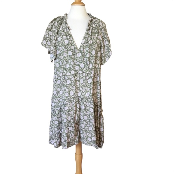 Anthropologie Robin Floral Tiered Mini Dress Large - Picture 3 of 12